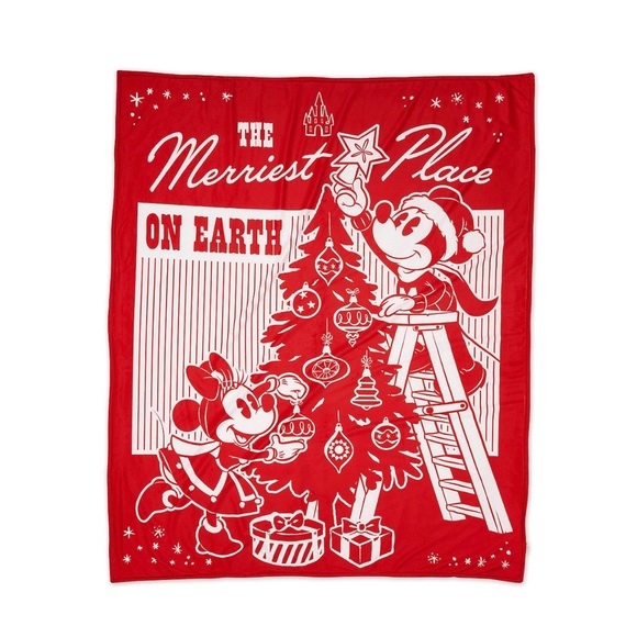 NWT Disney Mickey and Minnie Mouse Holiday Cozy Fleece Throw Blanket 50x60 - Picture 1 of 5